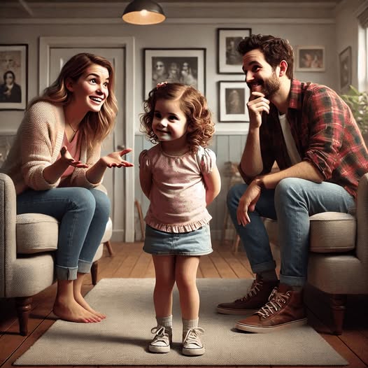 little girl with parents